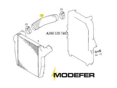 MANGUEIRA SILICONE DO INTERCOOLER  OM-447LA / 449LA  110X220 - 241